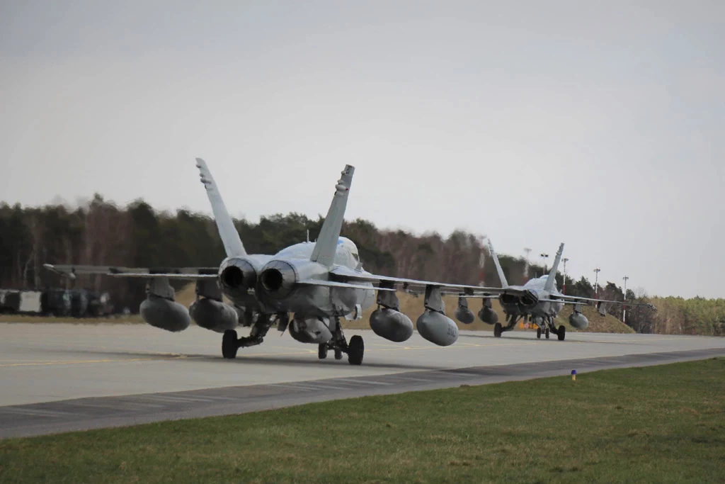 F-18 Hornet w bazie w Łasku