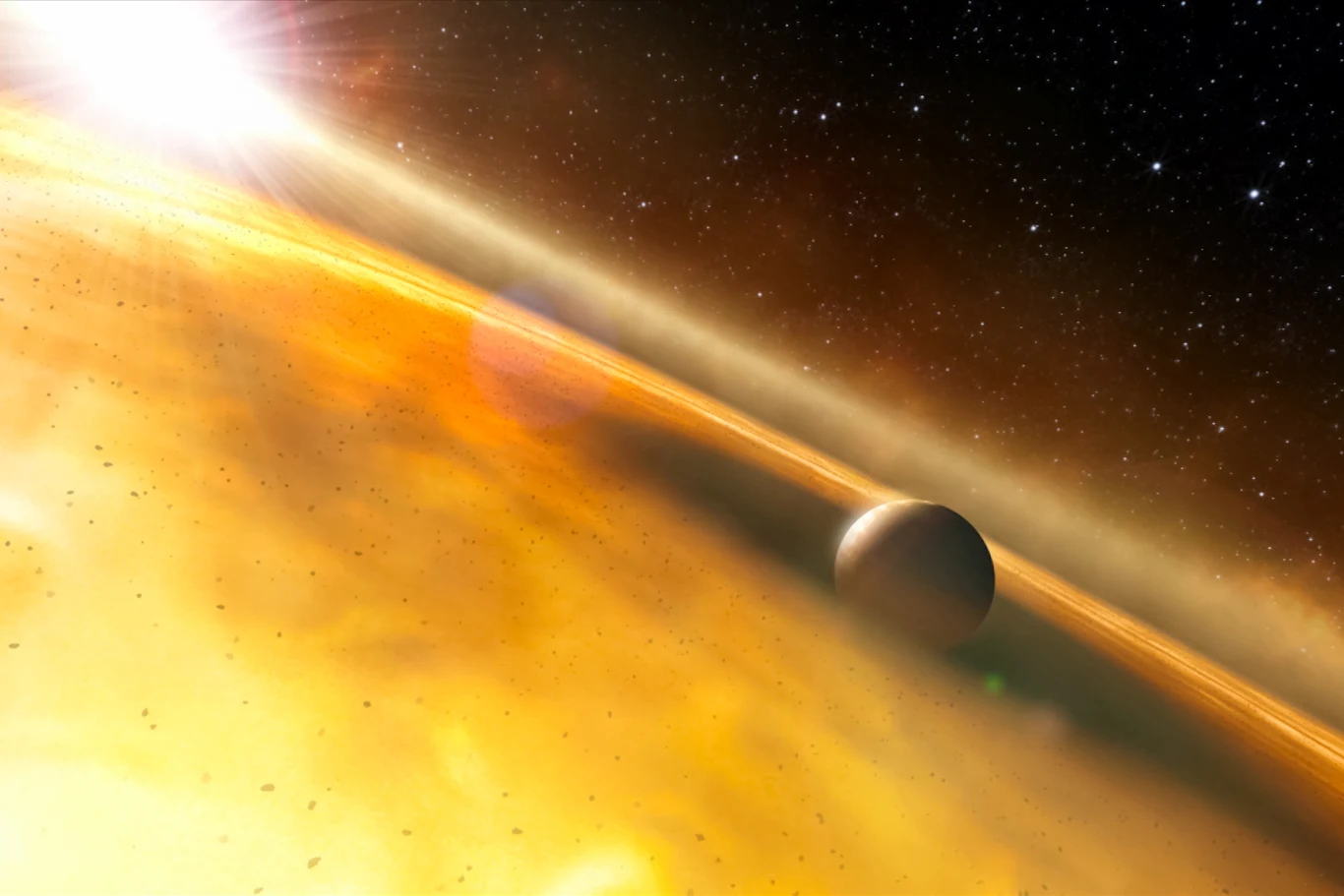 Wizualizacja dysku protopanetarnego, w którym powstaje planeta taka jak AB Aurigae b Wizualizacja dysku protopanetarnego, w którym powstaje planeta taka jak AB Aurigae b
