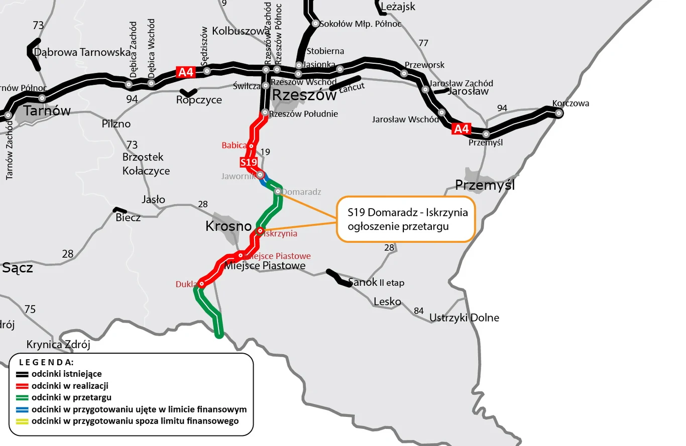 Budowa drogi S19 postępuje na południe od Rzeszowa Budowa drogi S19 postępuje na południe od Rzeszowa