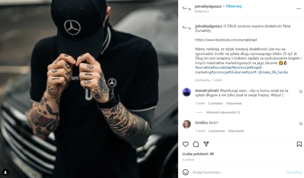 Żurnalista wisi liudziom ogromne pieniądze