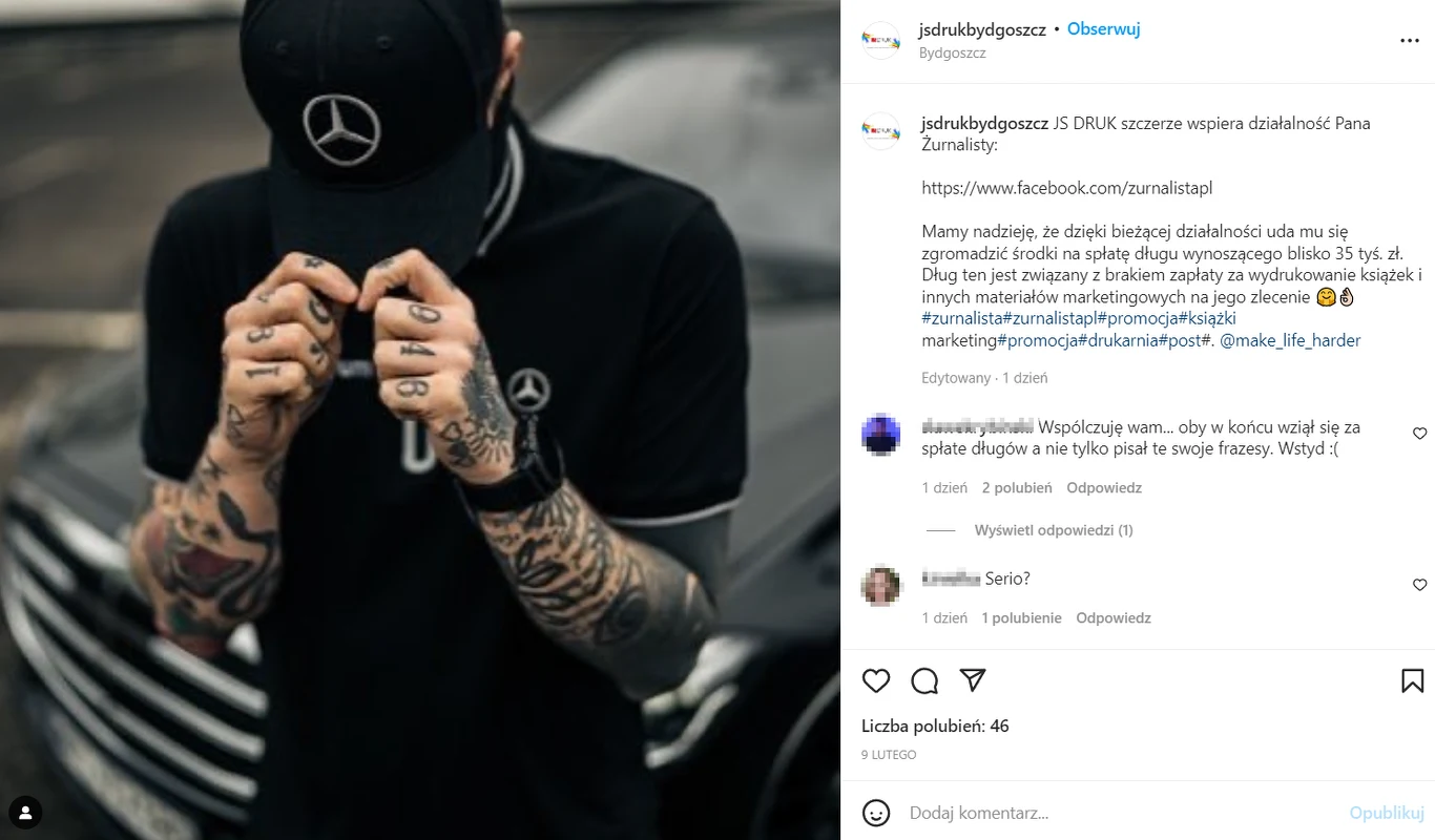 Żurnalista wisi liudziom ogromne pieniądze