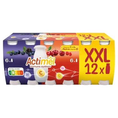 Actimel XXL Napój jogurtowy o smaku jagodowo-jeżynowym i czereśnia-acerola 1,2 kg (12 x 100 g) - 1