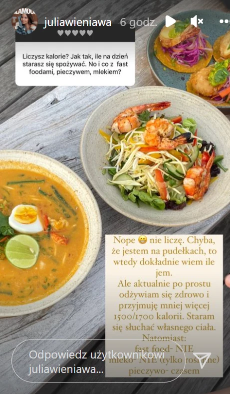 Julia Wieniawa opowiada o swoich nawykach żywieniowych Julia Wieniawa opowiada o swoich nawykach żywieniowych
