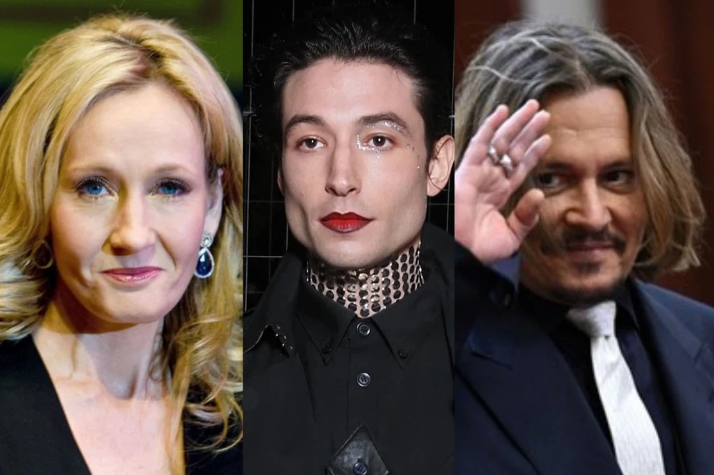 JK Rowling, Ezra Miller i Johnny Depp