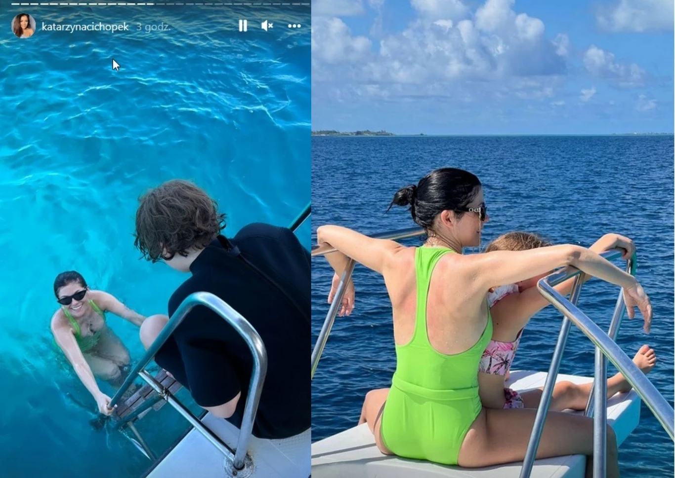 Kasia Cichopek w zielonym kostiumie na Malediwach Kasia Cichopek w zielonym kostiumie na Malediwach