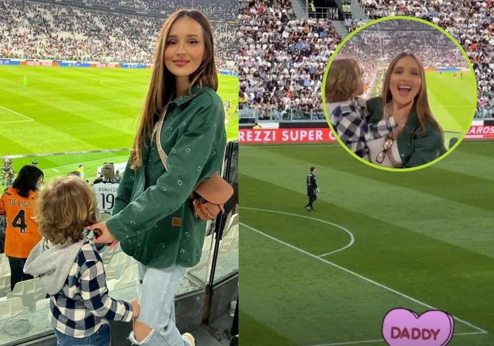 Marina Łuczenko kibicuje Szczęsnemu z synkiem Liamem Marina Łuczenko kibicuje Szczęsnemu z synkiem Liamem