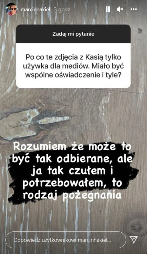 Marcin Hakiel odniósł się do medialnej burzy towarzyszącej rozstaniu z Cichopek