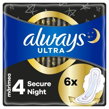 Always Ultra Podpaski Secure Night (rozmiar 4) ze skrzydełkami x6 - 3