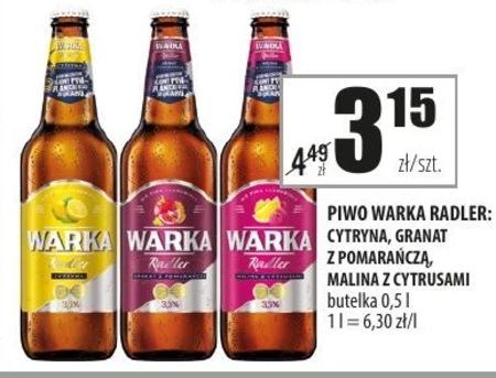 Warka Radler Piwo z lemoniadą o smaku granatu z pomarańczą 500 ml