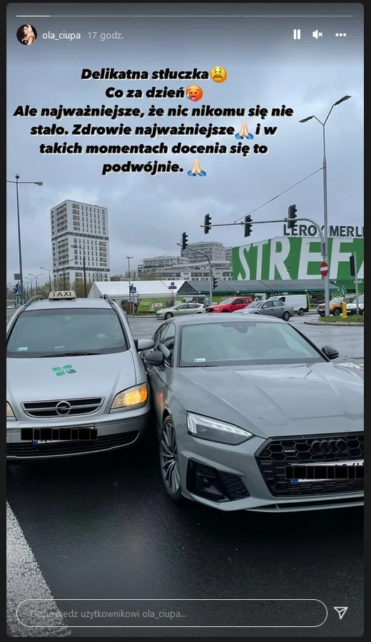 Ola Ciupa opublikowała zdjęcie z miejsca wypadku