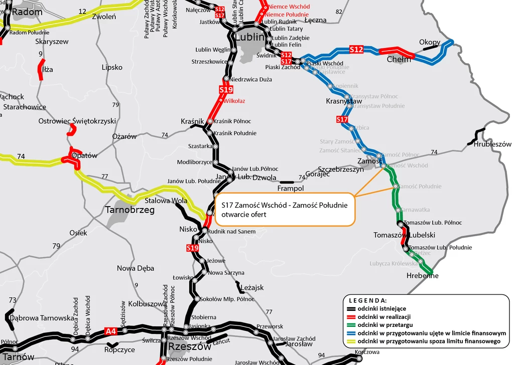 Kto wybuduje drogę S17 na odcinku Zamość Wschód - Zamość Południe?