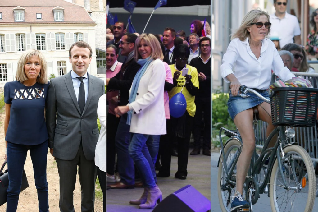 Brigitte Macron w 2016 i 2017 r.