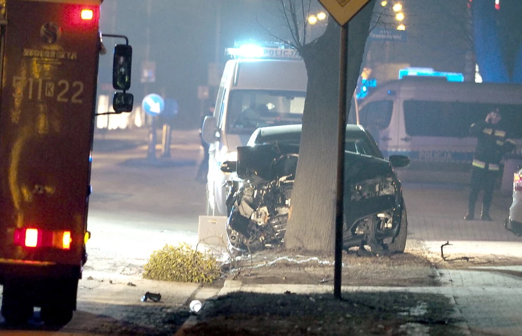 Opancerzone Audi, w którym podróżowała Beata Szydło, odbiło się od Seicento i uderzyło w przydrożne drzewo