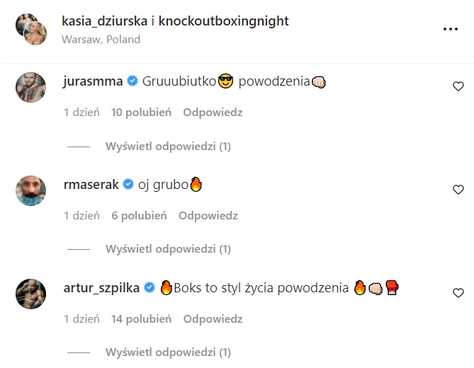 Komentarze pod wpisem Kasi Dziurskiej na IG @kasia_dziurska/ Komentarze pod wpisem Kasi Dziurskiej na IG @kasia_dziurska/
