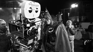 Michael Keaton na planie filmu "Batman"
