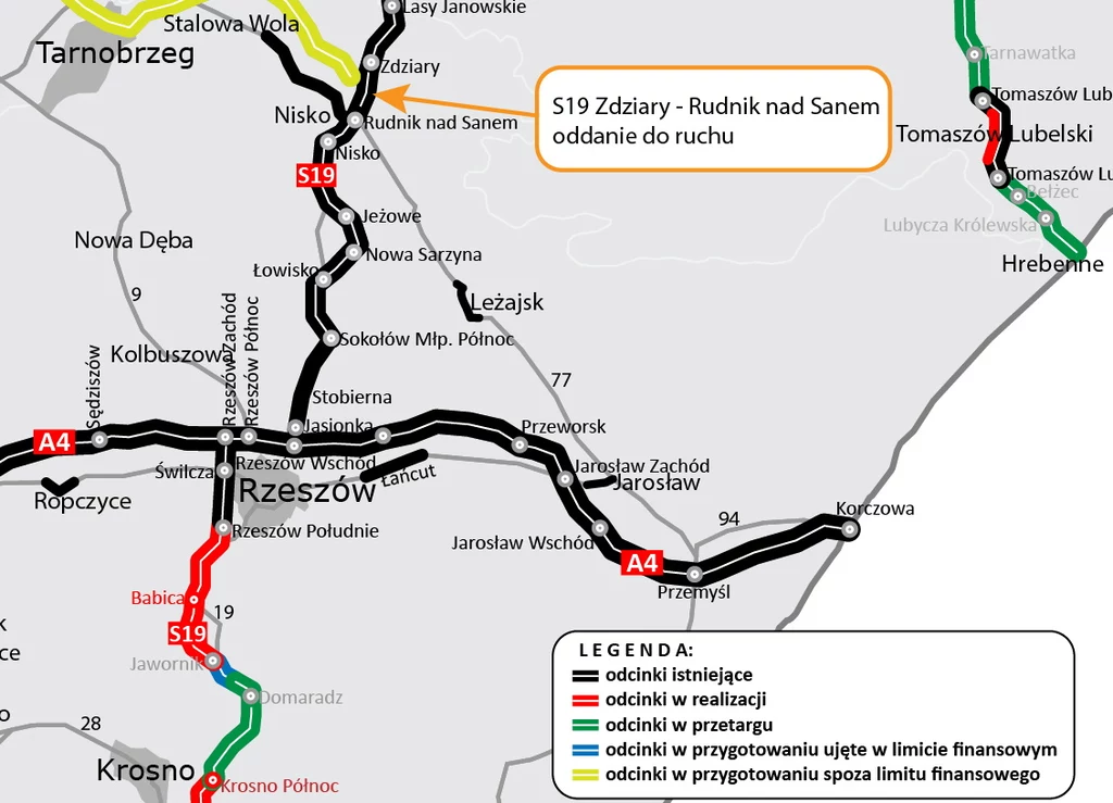 Drogą S19 można dojechać z Rzeszowa przez Janów Lubelski do Kraśnika. W budowie są kolejne odcinki do Lublina