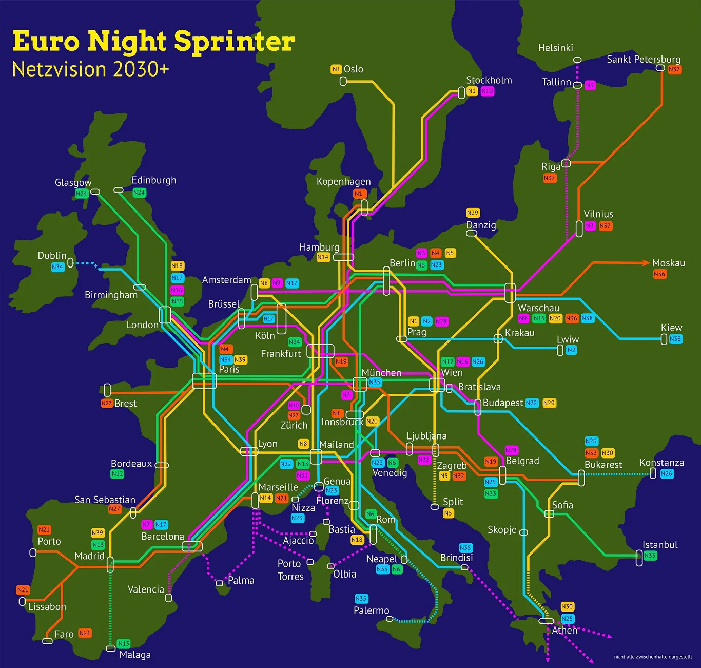 Sieć europejskich pociągów nocnych Sieć europejskich pociągów nocnych