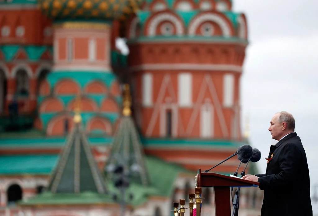 Władimir Putin podczas przemówienia z okazji Dnia Zwycięstwa, 9 maja 2021 r. 