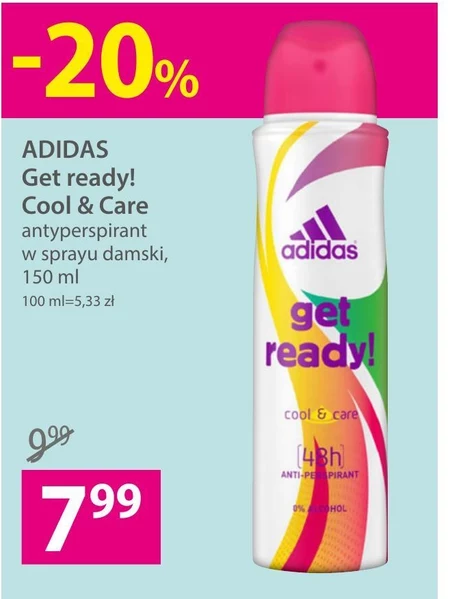 Adidas Get ready! Dezodorant w sprayu dla kobiet 150 ml