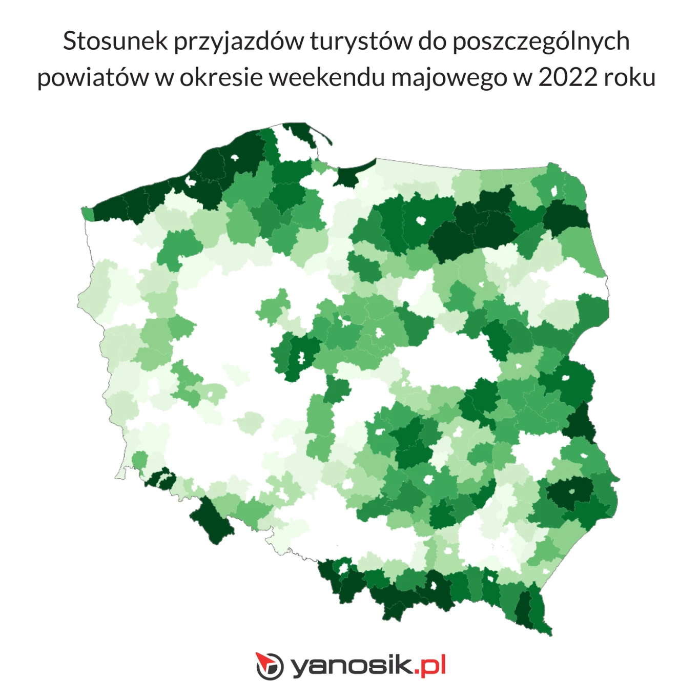 W które regiony Polski najczęściej podróżowaliśmy na majówkę samochodami?