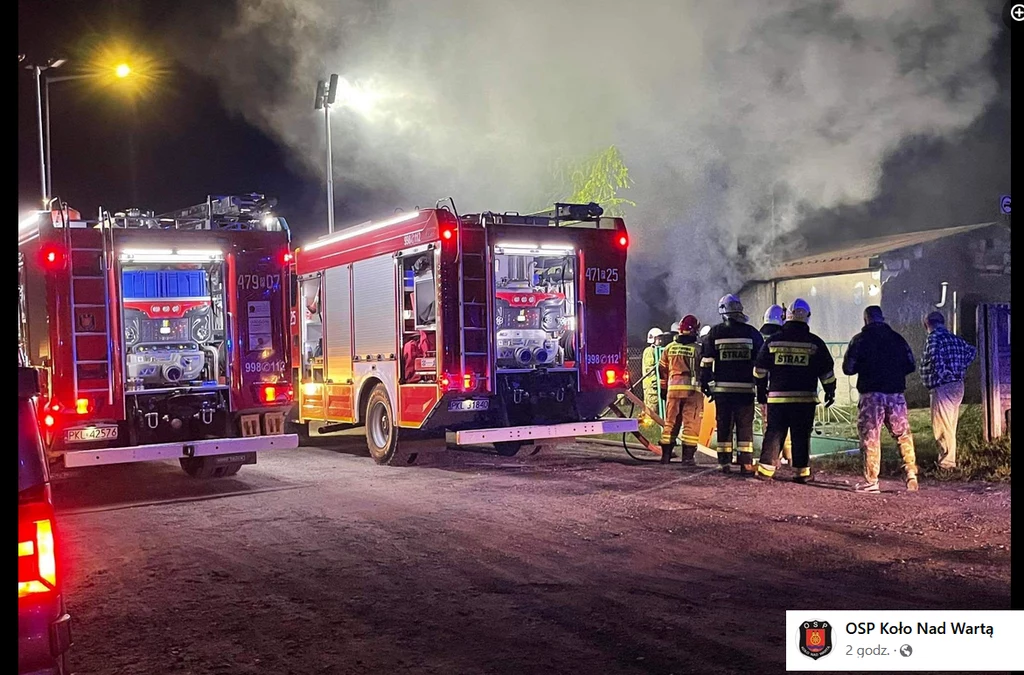 Zdjęcie z miejsca zdarzenia; OSP Koło nad Wartą Zdjęcie z miejsca zdarzenia; OSP Koło nad Wartą