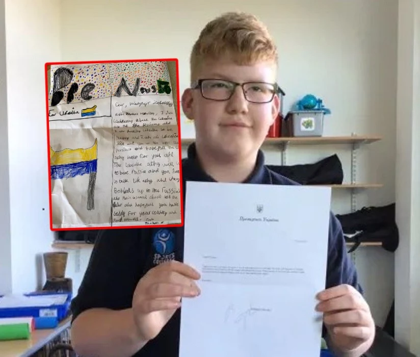 Thomas Handley z listem od Wołodymyra Zełenskiego Thomas Handley z listem od Wołodymyra Zełenskiego