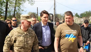 Premier Kanady Justin Trudeau podczas wizyty w Irpieniu