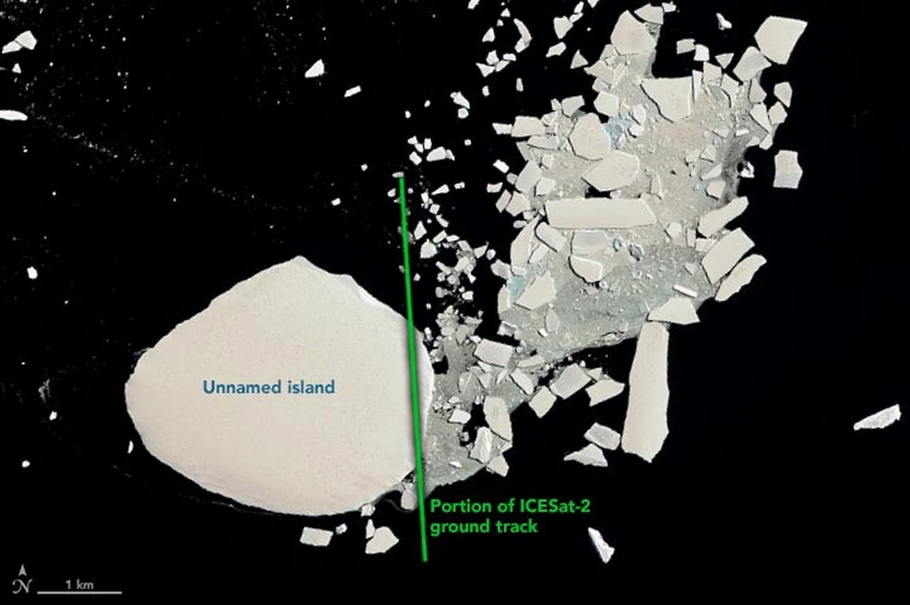 Nowa wyspa na zdjęciu wykonanym przez satelitę ICESat-2