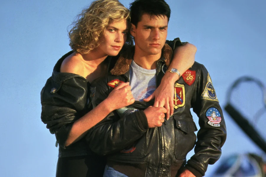 Kelly McGillis z Tomem Cruise'em na planie "Top Gun"