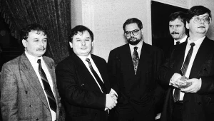 Jarosław Kaczyński i Adam Glapiński w 1992 roku