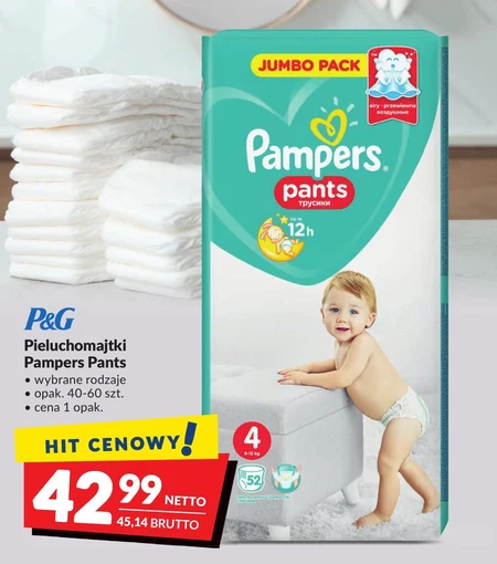 Pieluchomajtki Pampers Active Baby, rozmiar 4, pieluszki 52, 9kg-15kg