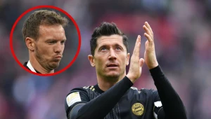 Na zdjęciu trener Bayernu Monachium Julian Nagelsmann oraz Robert Lewandowski