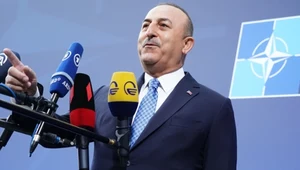 Turecki minister spraw zagranicznych Mevlut Cavusoglu na spotkaniu w Berlinie