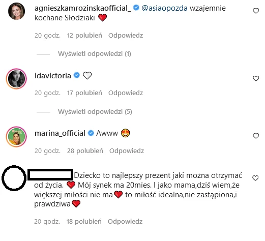 Komentarze pod zdjęciem na profilu Joanny Opozdy @asiaopozda/ Komentarze pod zdjęciem na profilu Joanny Opozdy @asiaopozda/