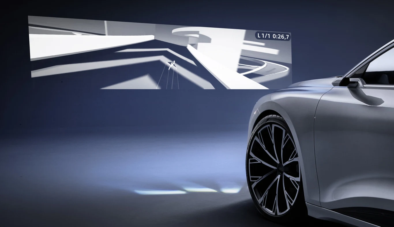 Zaskakująco dobra gra wyścigowa, którą wyświetlają reflektory Audi A6 e-tron concept