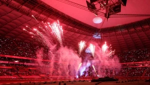 Pokaz sztucznych ogni po zakończeniu Grand Prix na Stadionie Narodowym