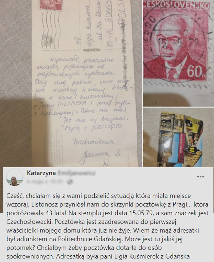 Pocztówka zamieszona przez panią Katarzynę na Facebooku