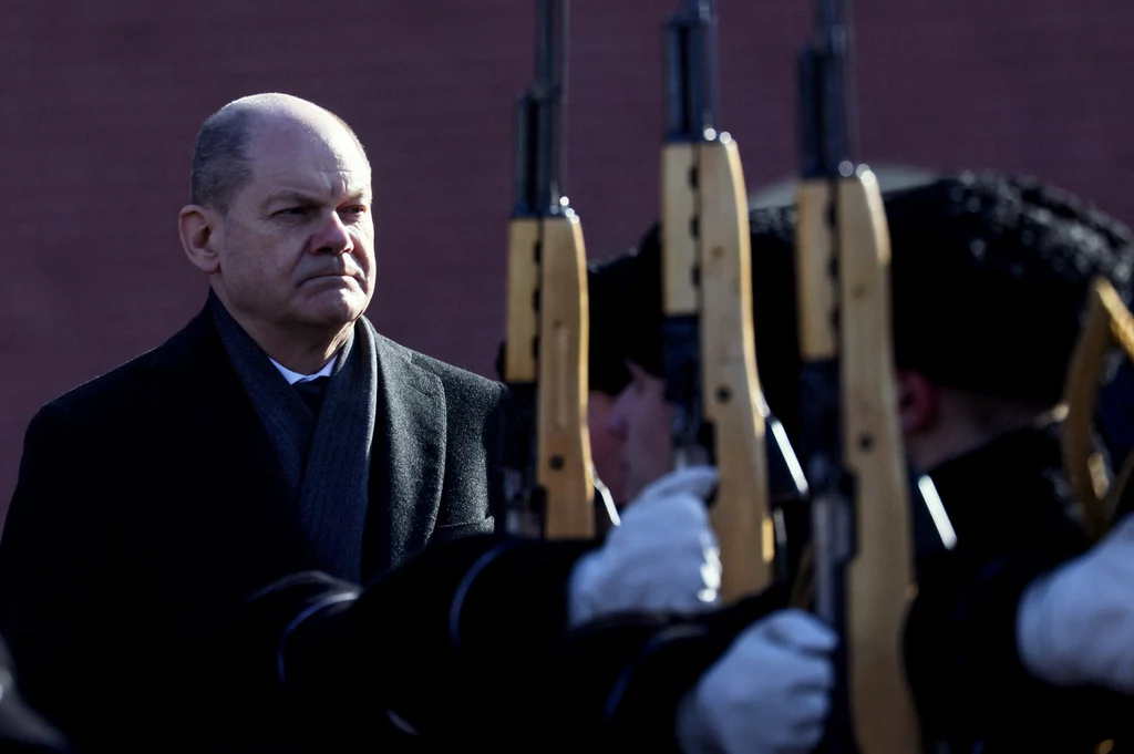 Olaf Scholz podczas wizyty w Moskwie w lutym 2022 roku. Delegacja miała zapobiec wybuchowi wojny Olaf Scholz podczas wizyty w Moskwie w lutym 2022 roku. Delegacja miała zapobiec wybuchowi wojny
