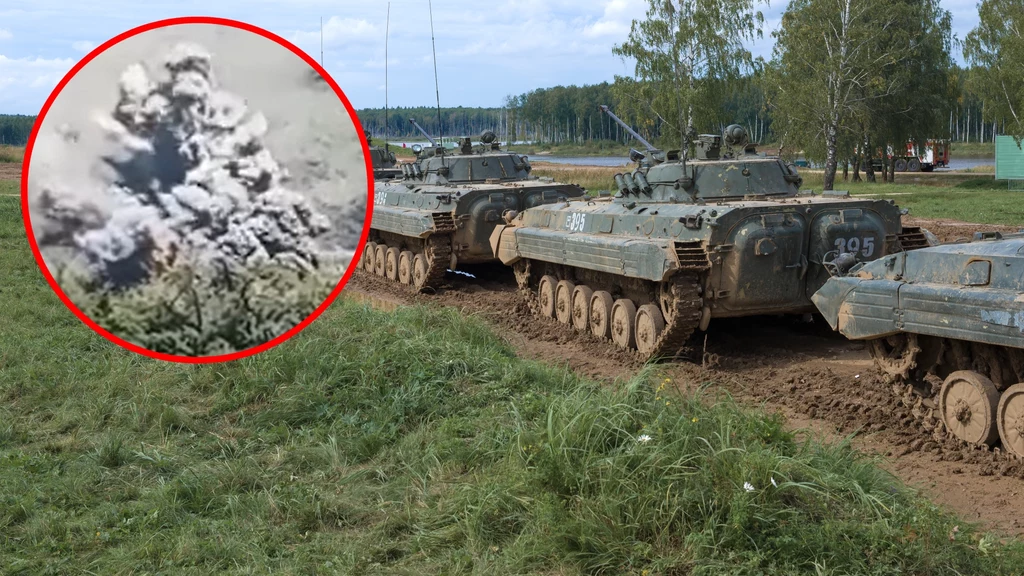 Rosyjskie BMP-2 eksplodują na polu minowym