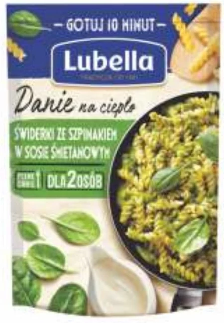 Lubella Danie na ciepło świderki ze szpinakiem w sosie śmietanowym 190 g