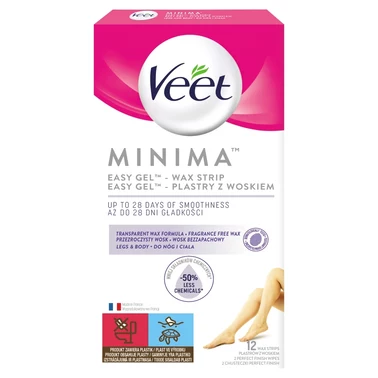 Veet Minima Easy-Gel Plastry z woskiem do nóg i ciała 12 sztuk i 2 chusteczki - 0