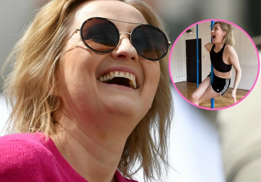 Izabela Kuna ćwiczy taniec na rurze
