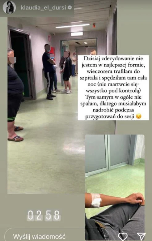 Klaudia El Dursi w szpitalu /www.instagram.com/klaudia_el_dursi/ Klaudia El Dursi w szpitalu /www.instagram.com/klaudia_el_dursi/