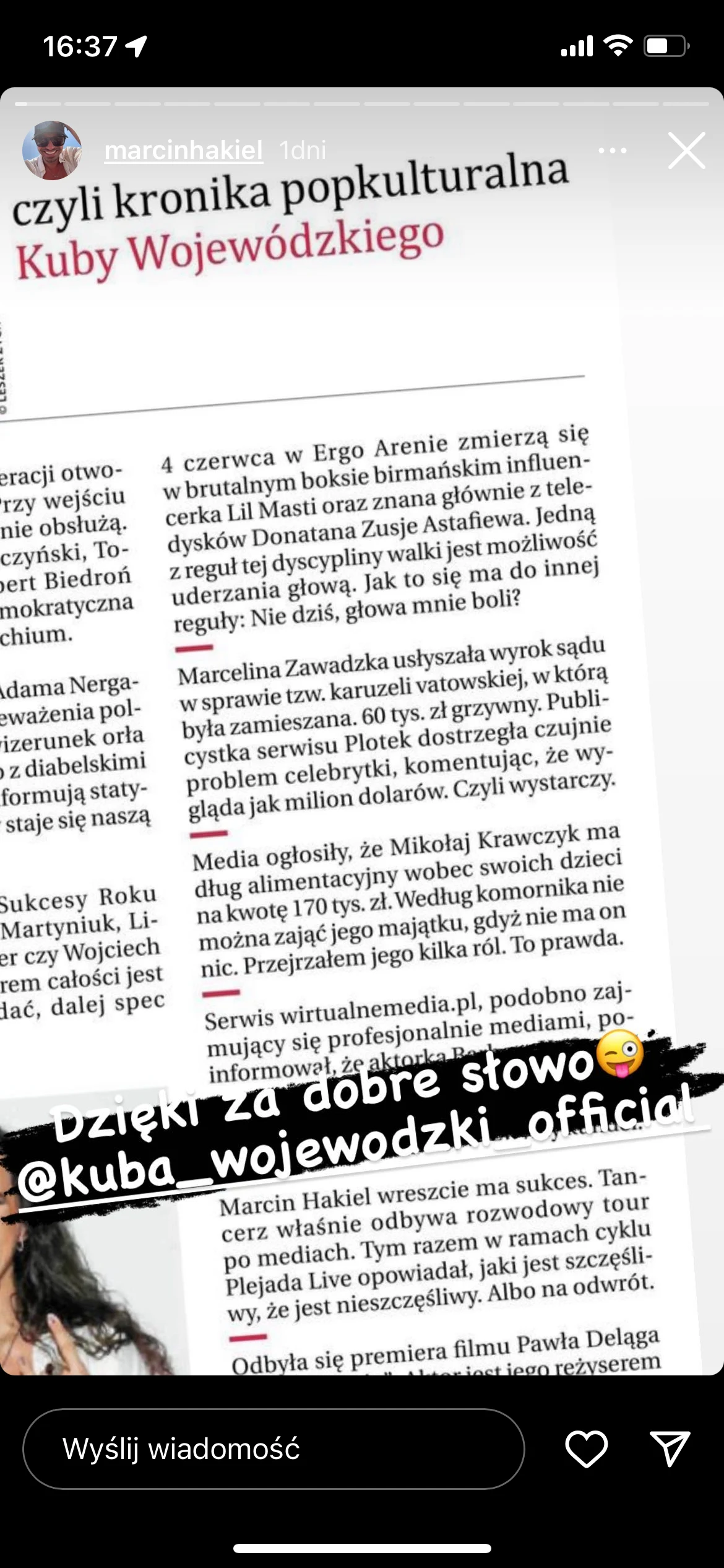 Hakiel odpowiada Wojewódzkiemu. Delikatnie... Hakiel odpowiada Wojewódzkiemu. Delikatnie...