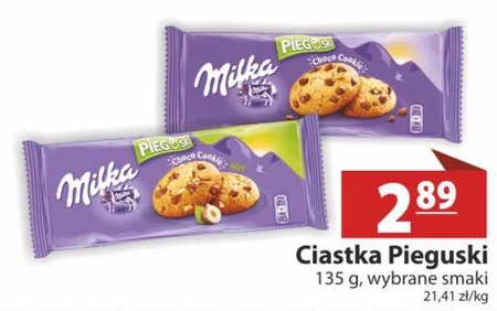 Milka Pieguski Choco Cookies Nut Ciasteczka z kawałkami czekolady mlecznej i orzechami 135 g
