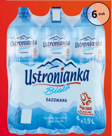 Ustronianka Biała Naturalna woda mineralna gazowana 6 x 1,5 l