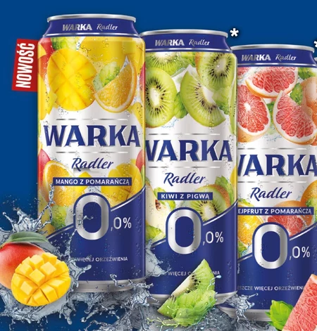 Warka Radler Bezalkoholowy napój piwny rabarbar z truskawką 500 ml
