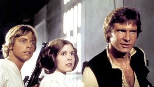 Mark Hamill, Carrie Fisher i Harrison Ford w filmie "Gwiezdne wojny"