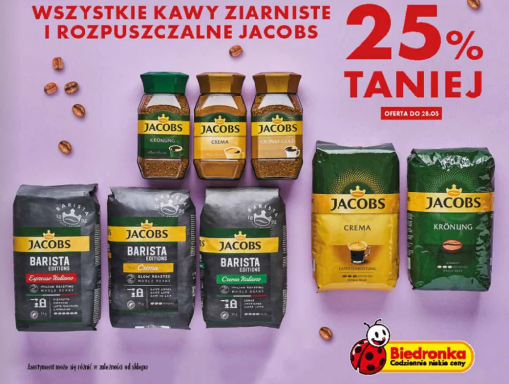 Biedronka przygotowała promocję z okazji Dnia Matki. Kawy Jacobs 25% taniej