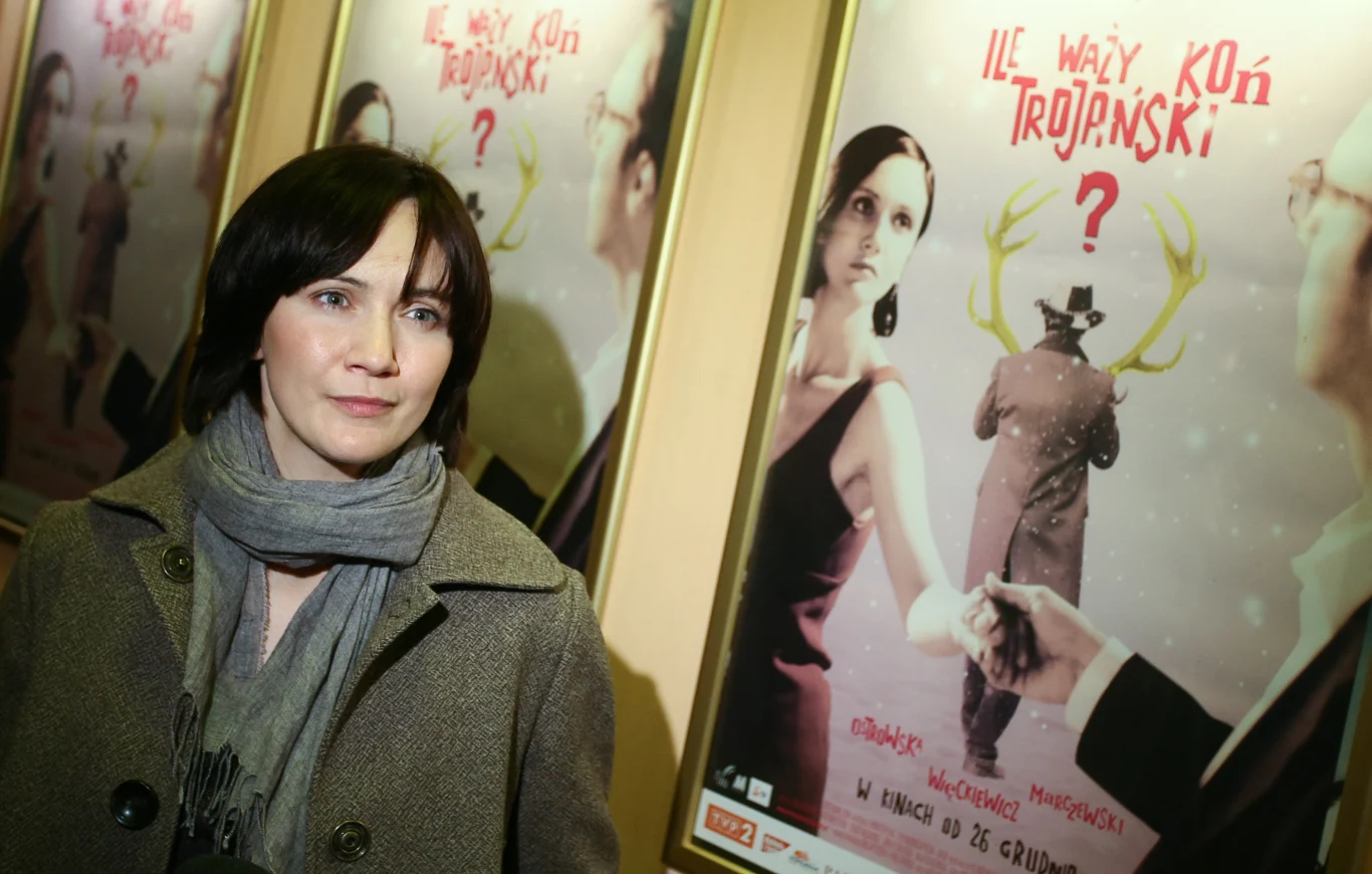 Ilona Ostrowska podczas promowania filmu "Ile waży koń trojański"